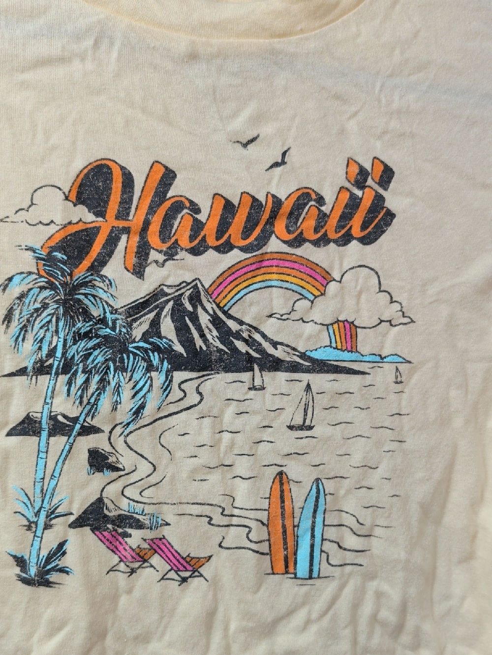 Thereabouts Yellow Hawaii Graphic Tee Girls Xs Nwt - Picture 2 of 4